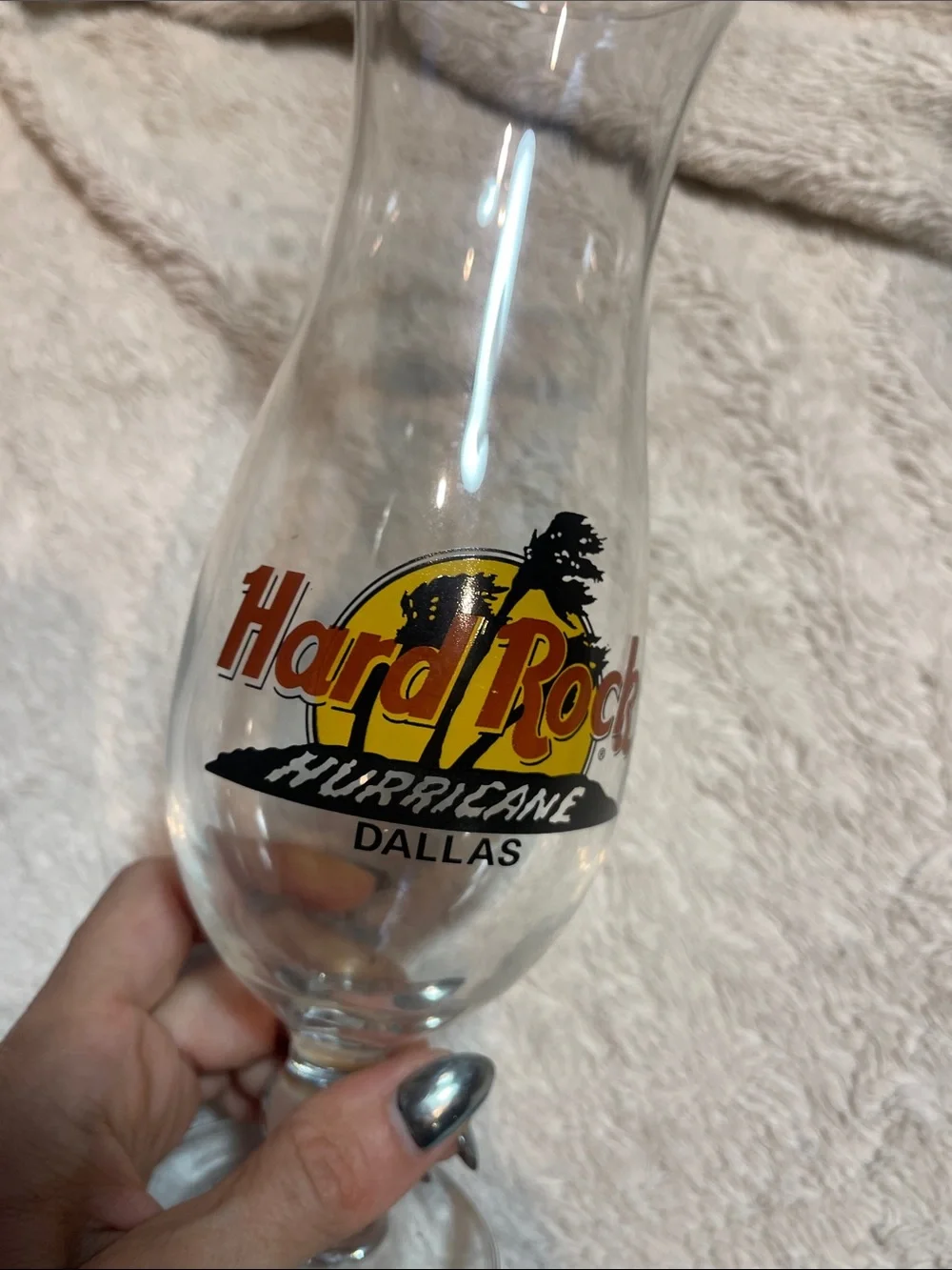 Hard Rock Hurricane Glass Dallas, Texas - Clear Glass with Yellow & Red Logo
